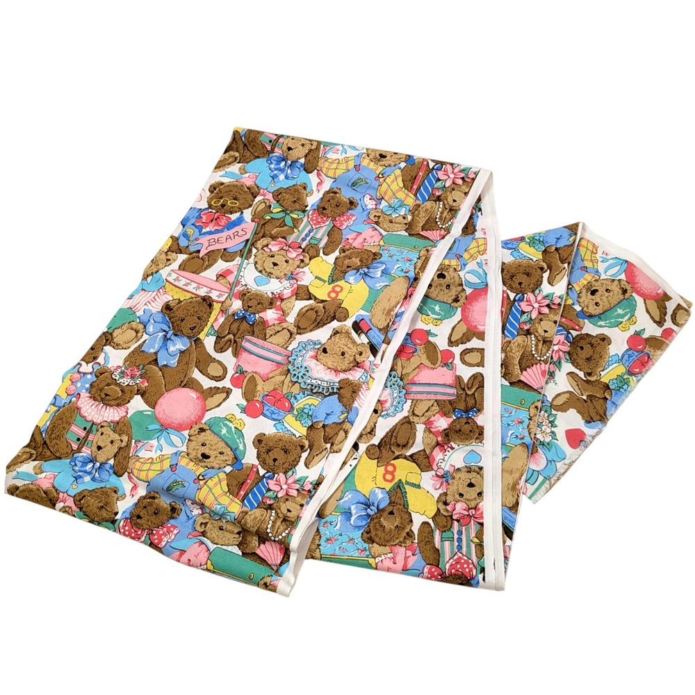 VTG 90s VIP Cranston All Dressed Up Teddy Bear Cotton Fabric 2 Yards 42" Wide